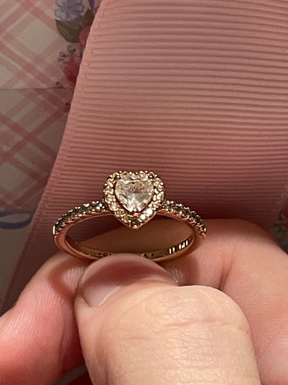 Pandora Sparkling Elevated Heart Ring | 14k Rose Gold-Plated | Size 54 (7) - Picture 6 of 8